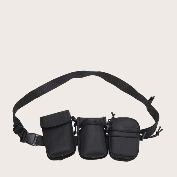 

Men Pocket Front Fanny Pack, Black