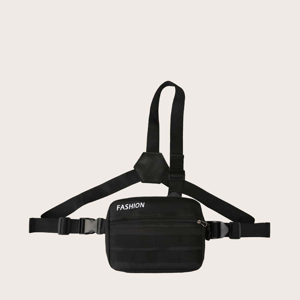 

Guys Letter Graphic Chest Bag, Black