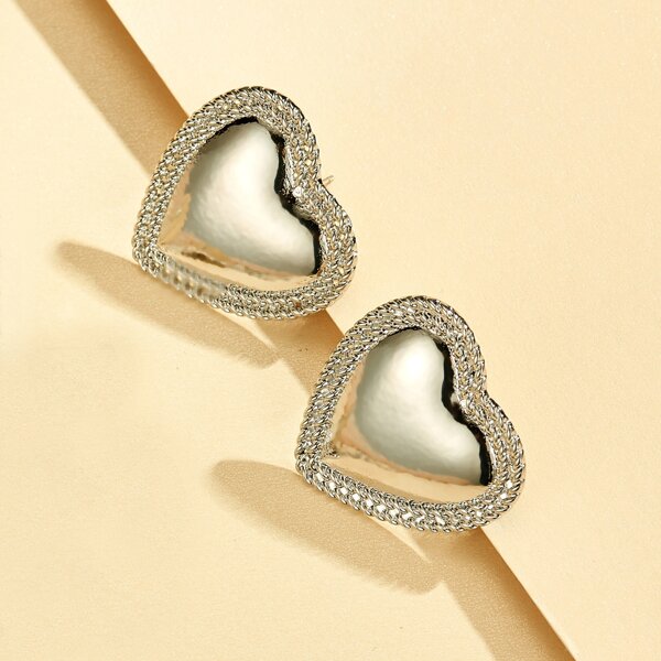 

Heart Stud Earrings, Silver