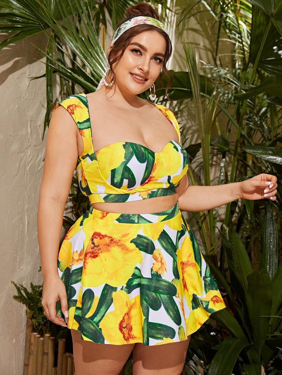 Swim Vcay Plus Size 3 gói Bộ Bikini Nội Y In Hình Rau Củ Đi Biển Mùa Hè - Nhiều màu - Xem 1