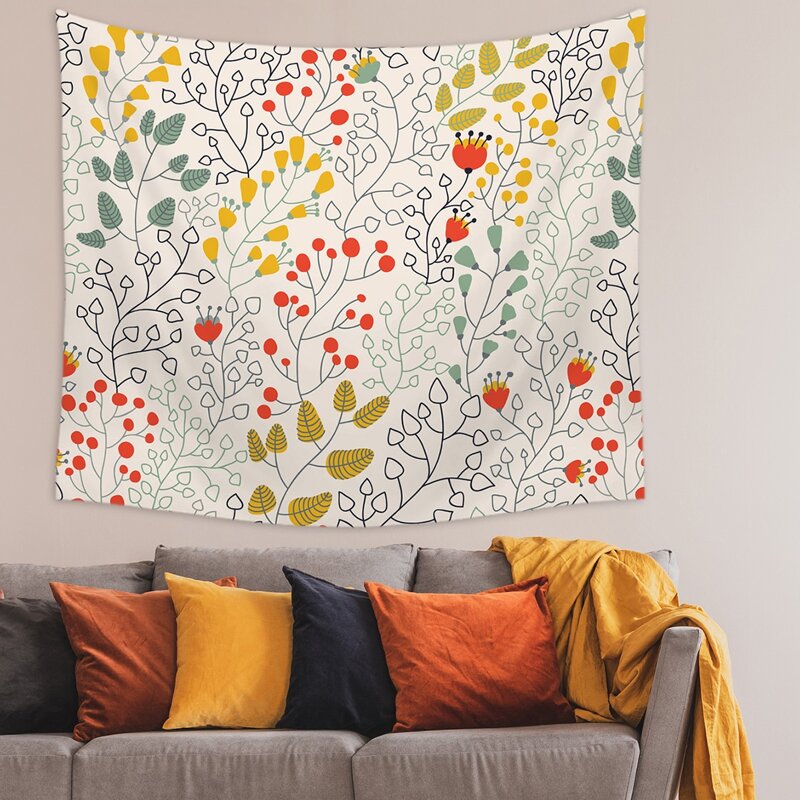 

1pc Flower Print Tapestry, Multicolor