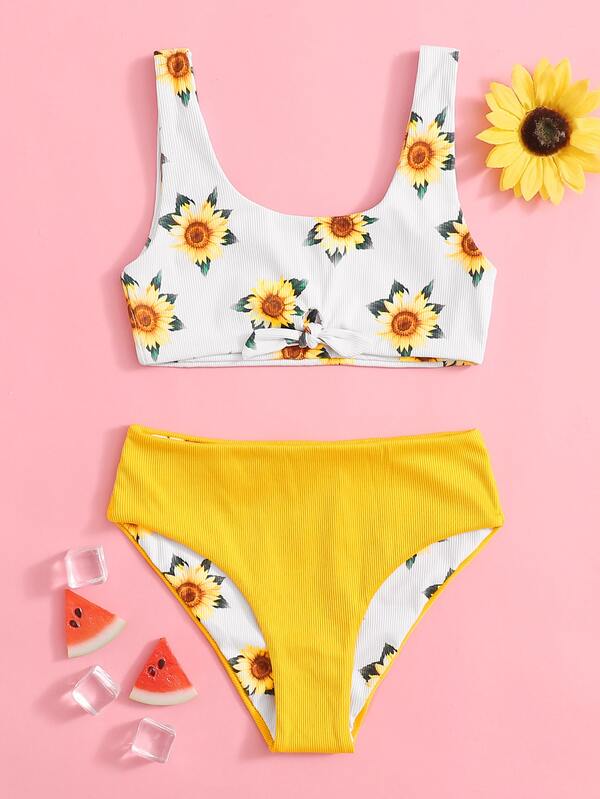 girls sunflower swimsuit