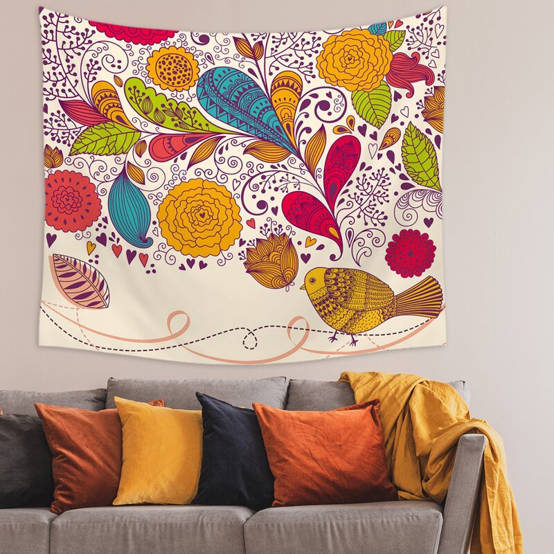

1pc Flower Print Tapestry, Multicolor
