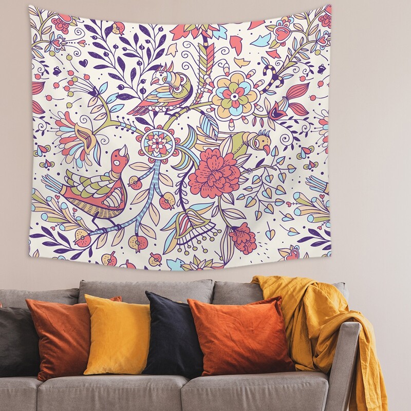 

1pc Flower Print Tapestry, Multicolor