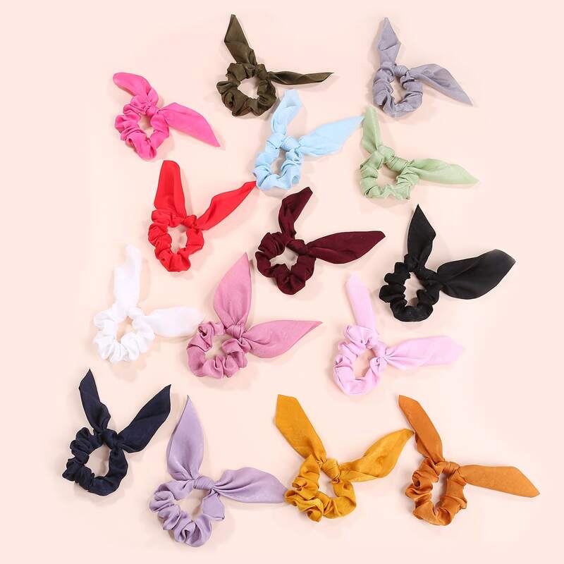 

15pcs Solid Scrunchie Scarf, Multicolor