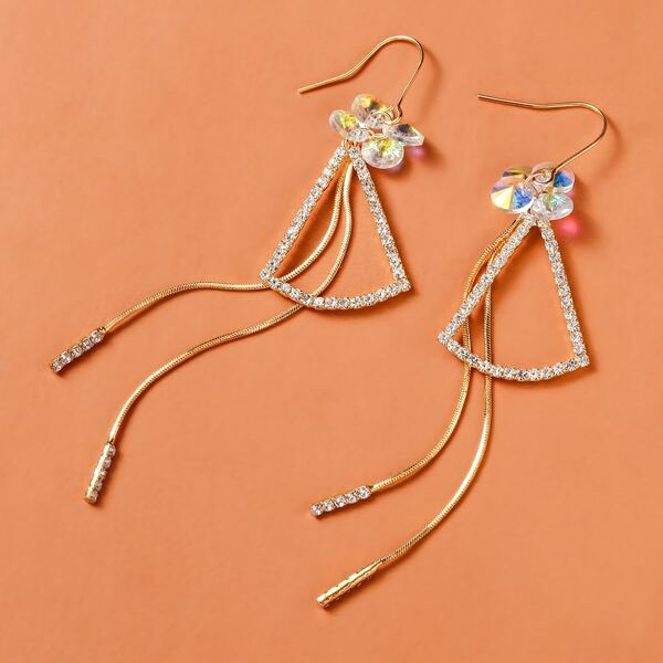

Rhinestone Decor Drop Earrings, Gold
