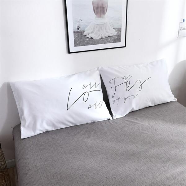 

2pcs Letter Graphic Pillowcase Without Filler, White