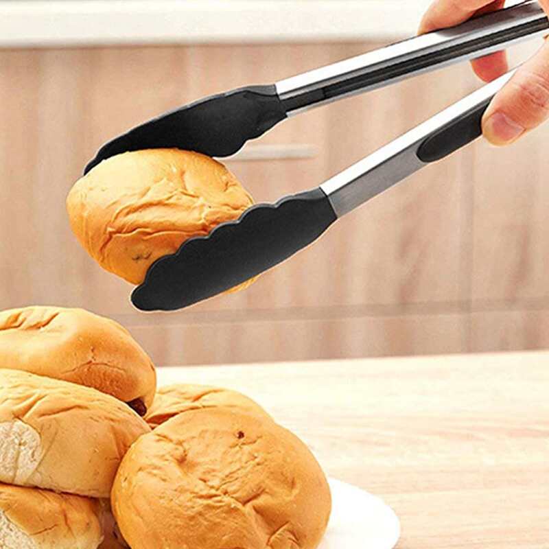 

1pc Stainless Steel Food Clip, Black