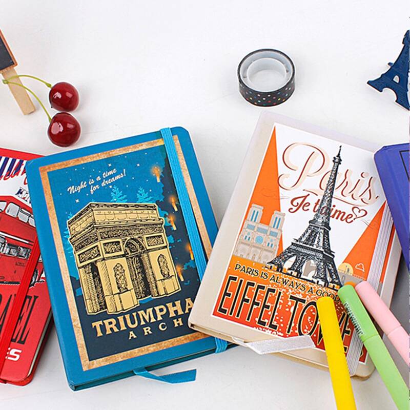 

1pc Landmark Building Print Random Notebook, Multicolor