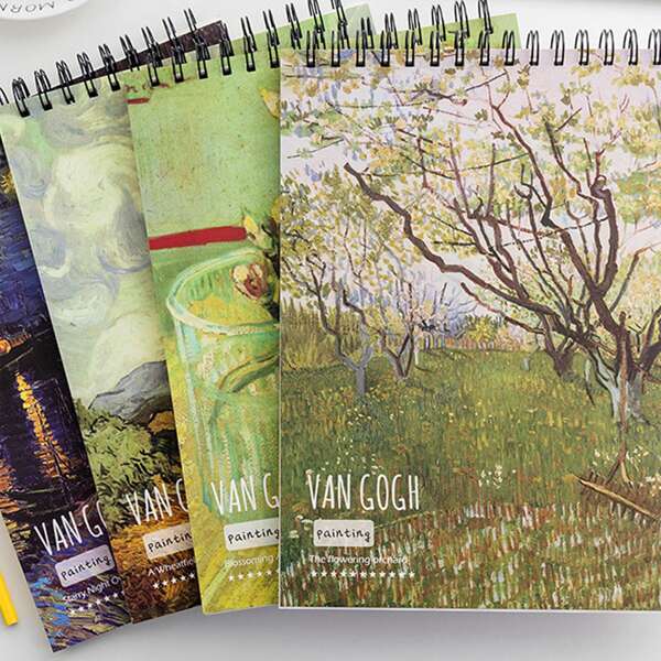 

1pc Oil Painting Print Notebook, Multicolor