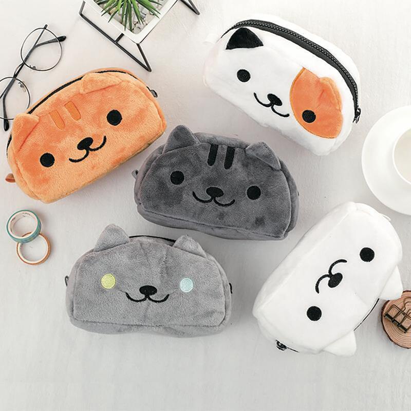 

1pc Cartoon Plush Pencil Bag, Multicolor