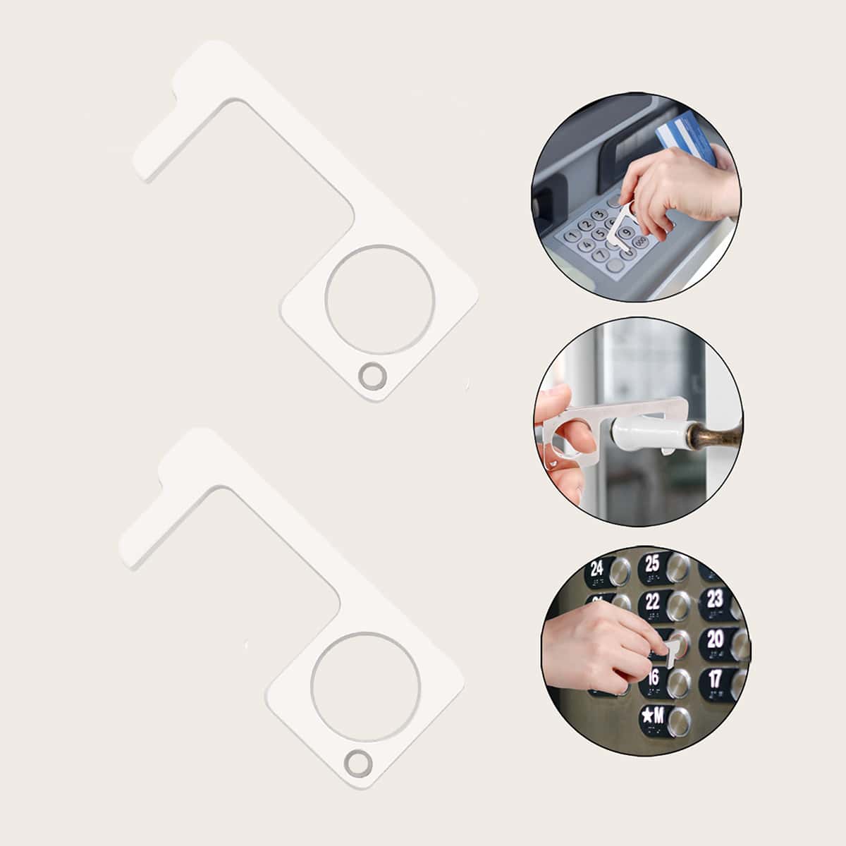 

2pcs Multifunction Contactless Door Opener, Silver