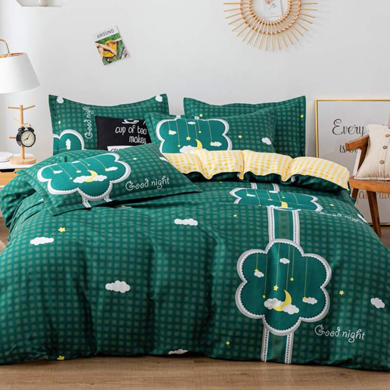 

Cloud Print Bedding Set Without Filler, Green