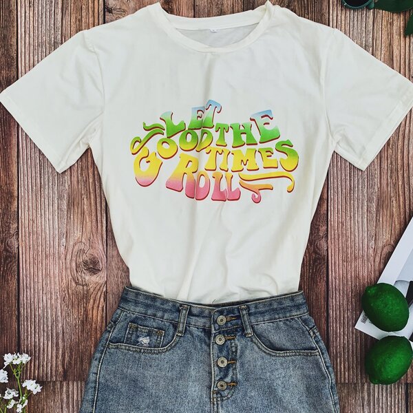 

Plus Slogan Graphic Short Sleeve Tee, White