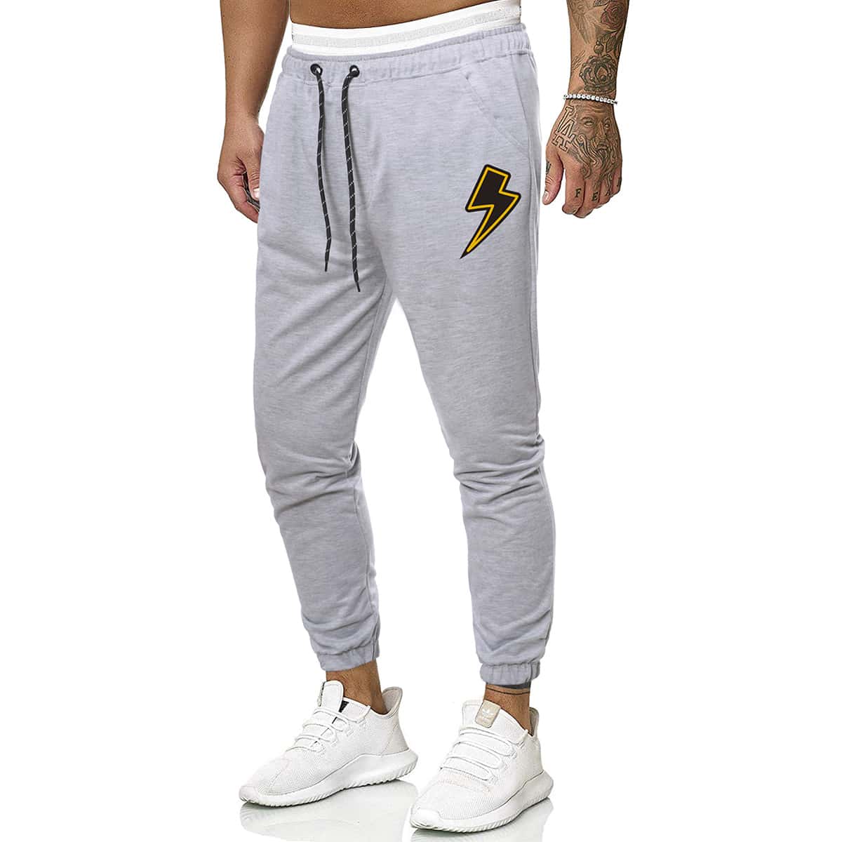 

Guys Geo Print Drawstring Waist Sweatpants, Grey