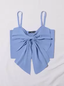 Breezaya Big Bow Cami Crop Top - Blue - View 3