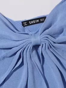 Breezaya Big Bow Cami Crop Top - Blue - View 5