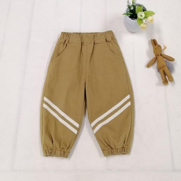 

Toddler Boys Striped Elastic Waist Pants, Khaki