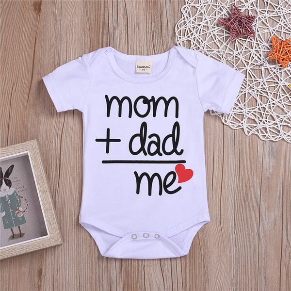 

Baby Girl Letter And Heart Print Bodysuit, White