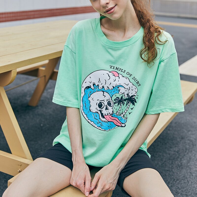 

Skull & Sea Wave Tee, Green