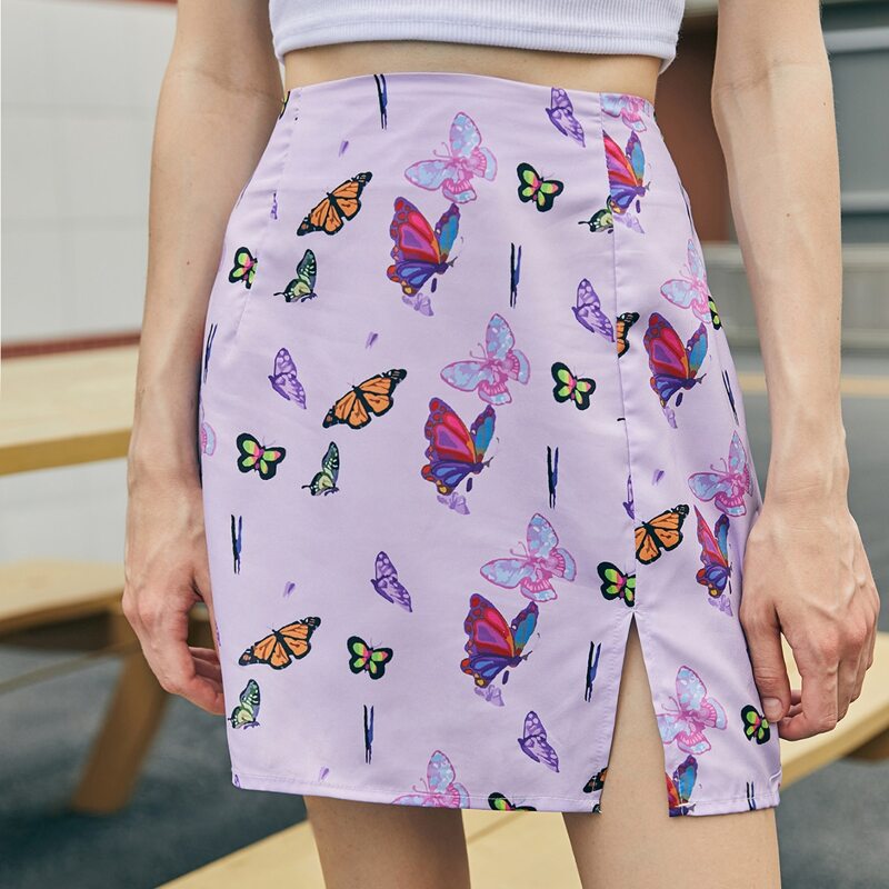 

Butterfly Slit Skirt, Purple