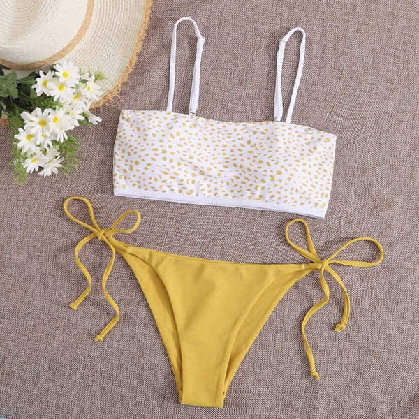 

Dalmatian Tie Side Bikini Swimsuit, Multicolor