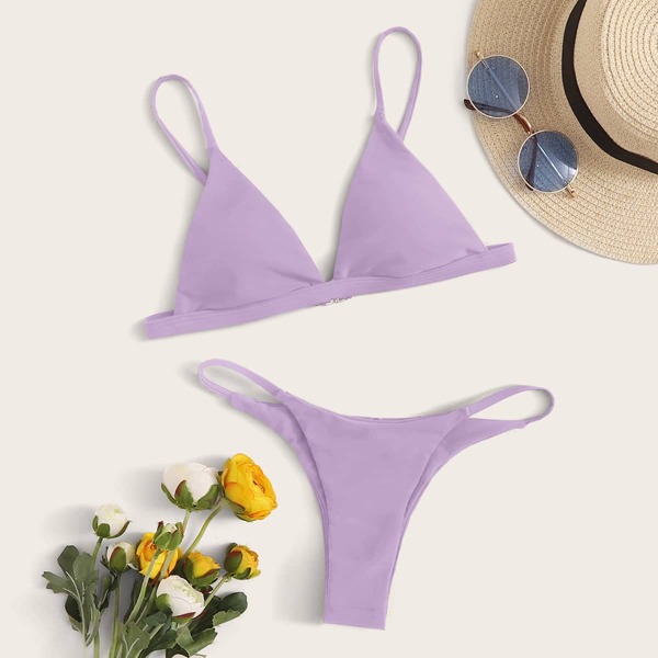 

Triangle Tanga Bikini Swimsuit, Purple