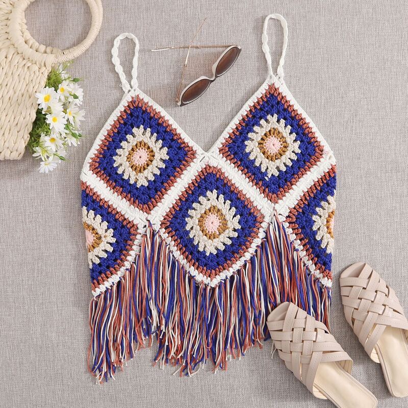 

Fringe Crochet Cover Up, Multicolor
