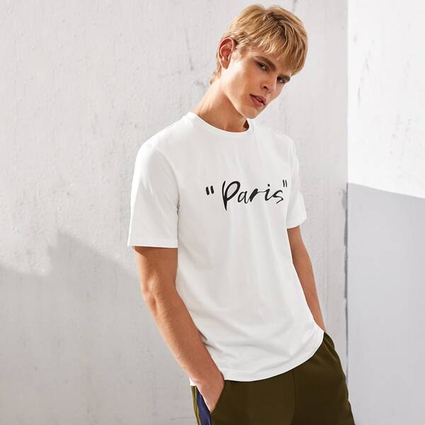 

Men Letter Print Tee, White