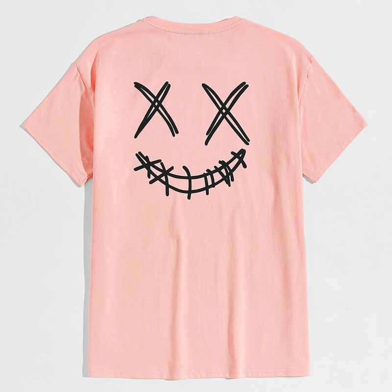 

Guys Halloween Cartoon Graphic Tee, Baby pink