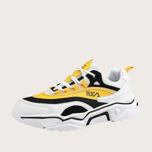 

Мужские сетчатые кроссовки на шнурках, Жёлтые