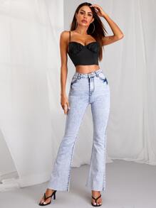 SHEIN Lace-up Back Ruched Bust Crop Cami Top - Black - View 4
