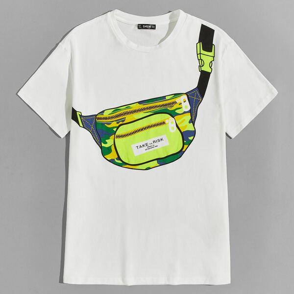 

Men Bag Print Tee, White