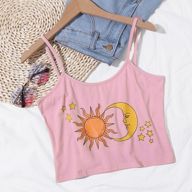 

Sun & Moon Graphic Cami, Pink