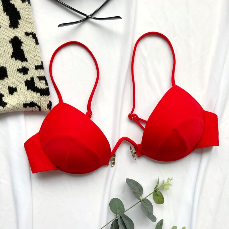 

Solid Push Up Bikini Top, Red