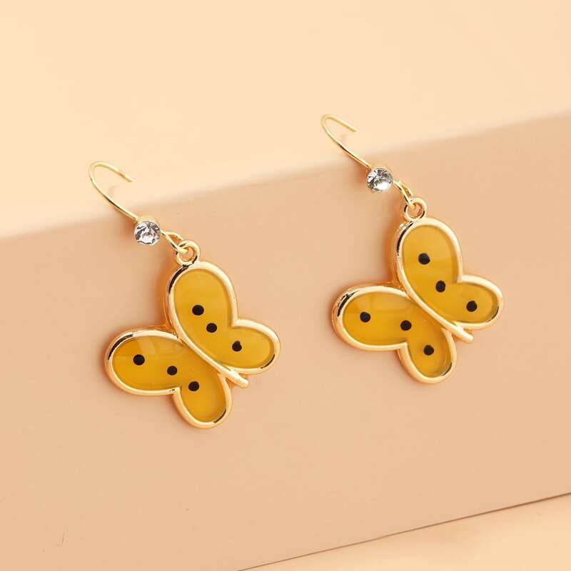 

Butterfly Charm Drop Earrings, Yellow
