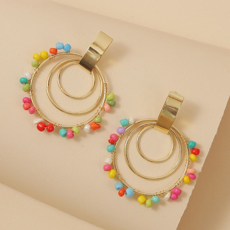 

Colorful Beaded Drop Earrings, Multicolor