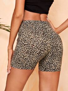 SHEIN Privé Shorts biker de leopardo - Multicolor - Ver 2