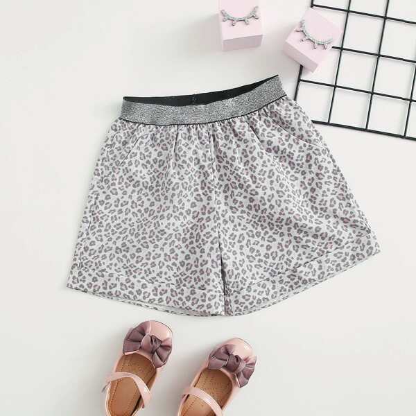 

Toddler Girls Leopard Print Tape Waist Shorts, Multicolor