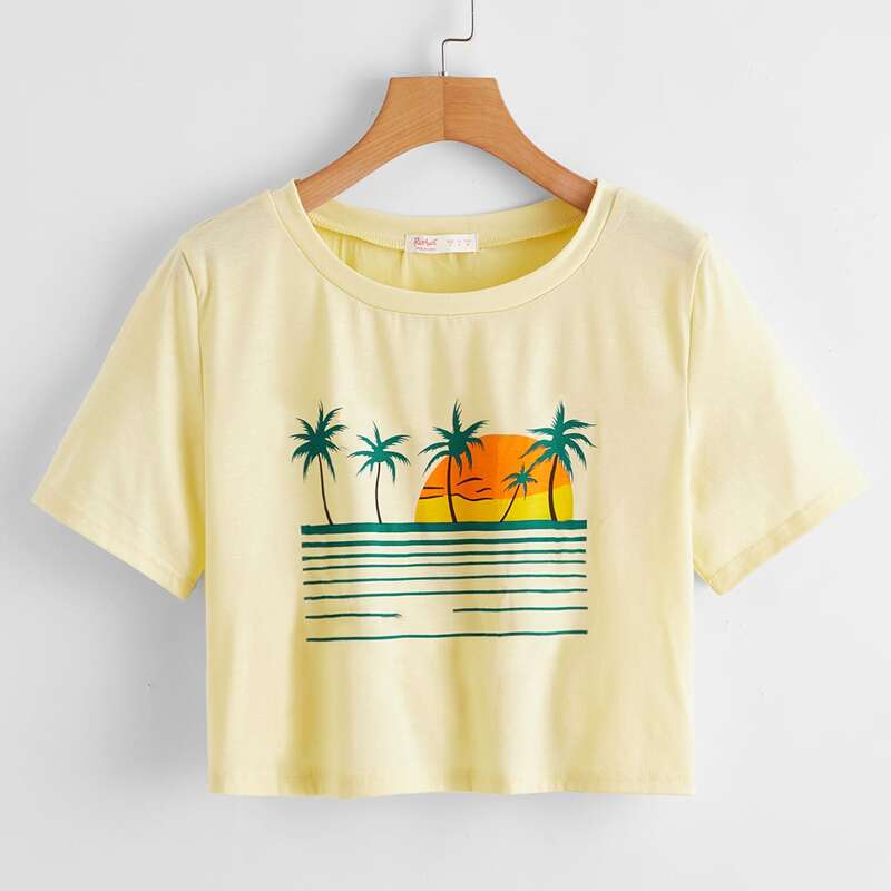 

Tropical Print Tee, Yellow