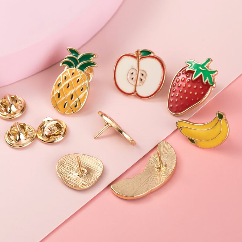 

7pcs Fruit Shaped Brooch, Gold