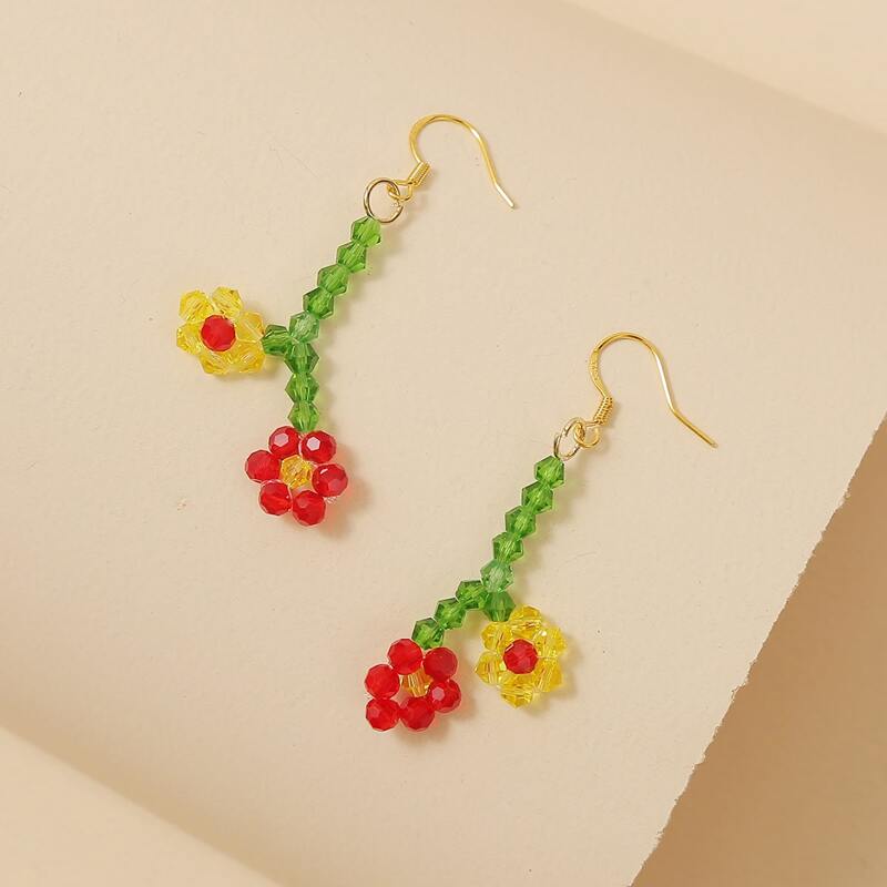 

Beaded Floral Charm Drop Earrings, Multicolor