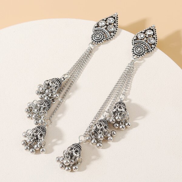 

Серьги-подвески Jhumka с металлическими шариками, Серебряные