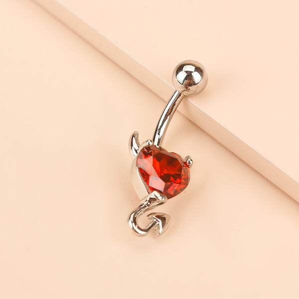 

Devil Design Belly Ring, Red