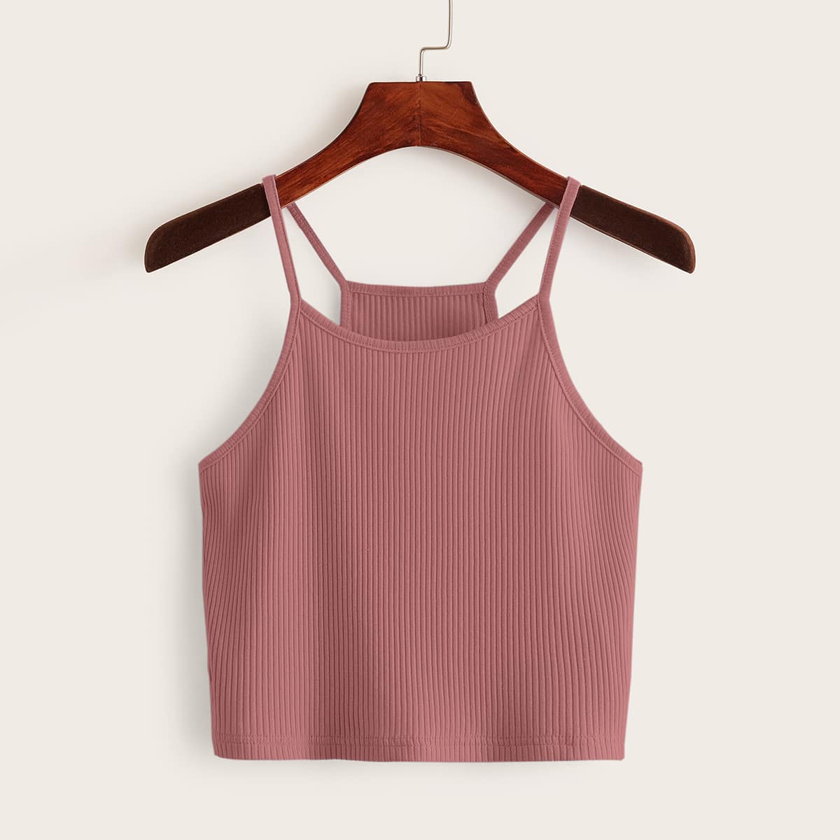 

Ribbed Crop Cami, Redwood