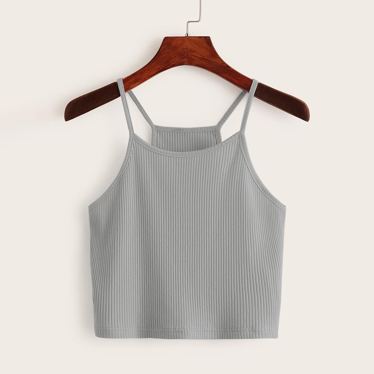 

Ribbed Solid Cami, Light grey