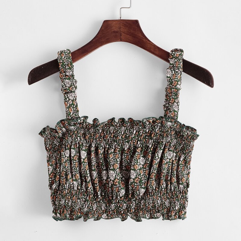 

Ditsy Floral Frill Crop Top, Multicolor