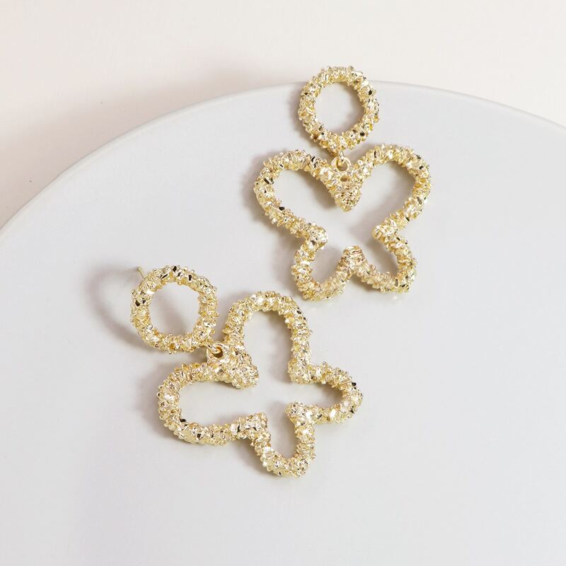

Hollow Out Butterfly Drop Earrings, Gold