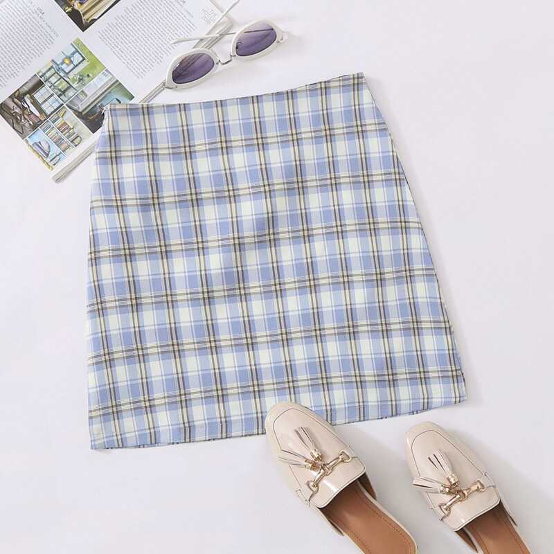 

Plaid Mini Skirt, Blue