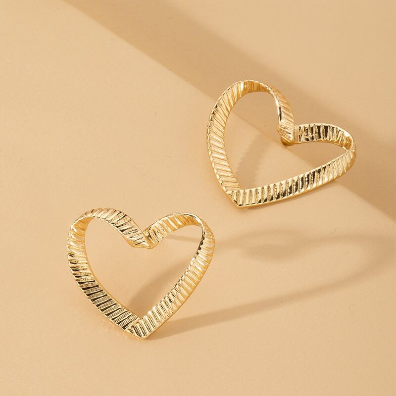 

Textured Metal Heart Stud Earrings, Gold